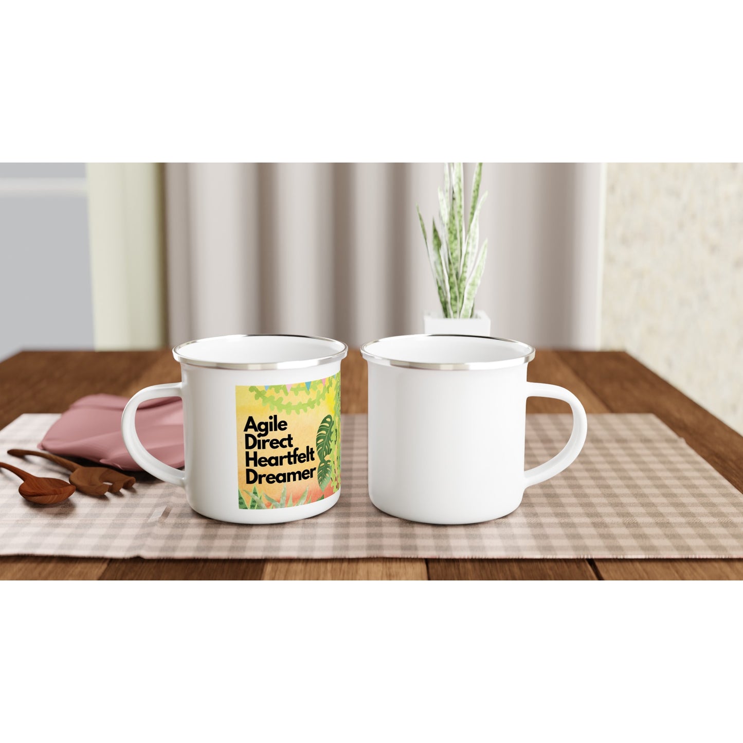 ADHD Be. 'Estelle' White 12oz Enamel Mug